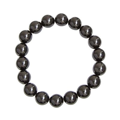 Bracelet Agate noire - Pierres boules 10mm - 18 cm- Fermoir argent