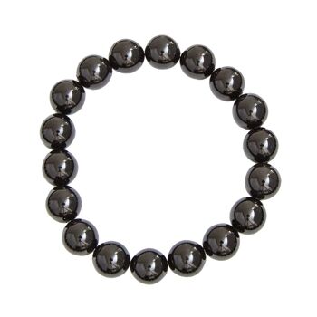 Bracelet Agate noire - Pierres boules 10mm - 20 cm- Fermoir or 1