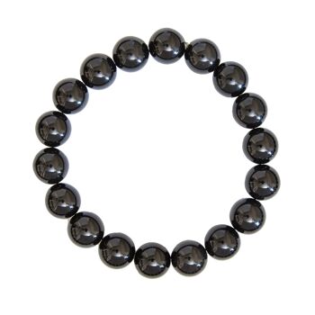 Bracelet Agate noire - Pierres boules 10mm - 22 cm- Fermoir argent 2