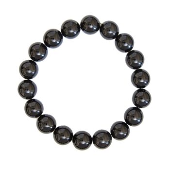 Bracelet Agate noire - Pierres boules 10mm - 22 cm- Fermoir or 2