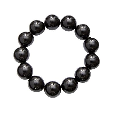 Bracciale in agata nera - Pietre a sfera da 14 mm - 18 cm - Senza chiusura