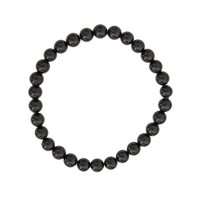 Bracciale in agata nera - Pietre a sfera da 6 mm - 18 cm - Chiusura in argento