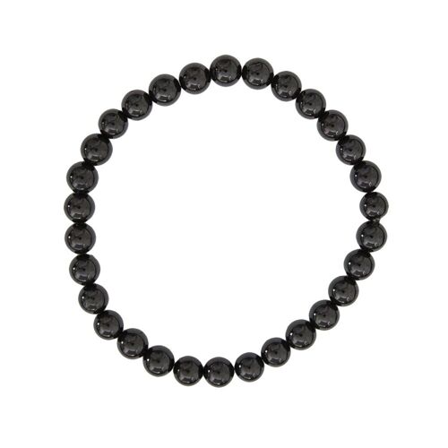 Bracelet Agate noire - Pierres boules 6mm - 18 cm- Fermoir or