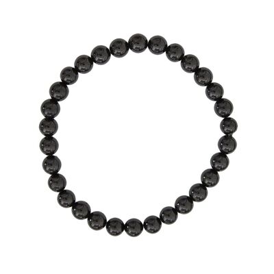Black Agate bracelet - 6mm ball stones - 18 cm - Gold clasp