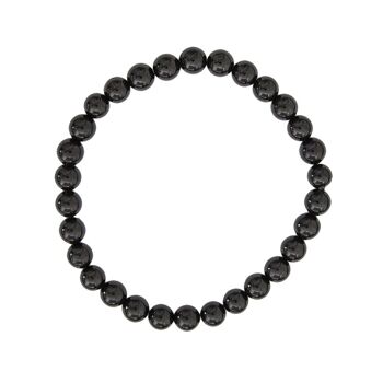 Bracelet Agate noire - Pierres boules 6mm - 18 cm- Fermoir or 1