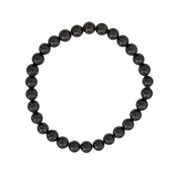 Bracelet Agate noire - Pierres boules 6mm - 22 cm- Fermoir argent 1