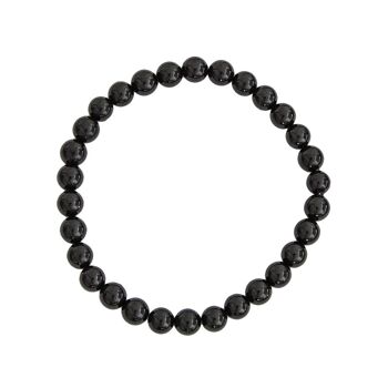 Bracelet Agate noire - Pierres boules 6mm - 22 cm- Fermoir argent 2