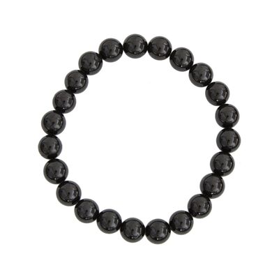 Bracciale in agata nera - Pietre a sfera da 8 mm - 18 cm - Chiusura in argento