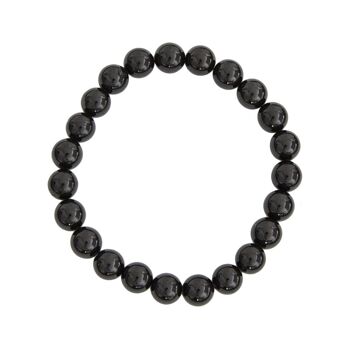 Bracelet Agate noire - Pierres boules 8mm - 18 cm- Fermoir argent 1