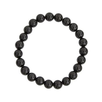 Bracelet Agate noire - Pierres boules 8mm - 20 cm- Fermoir or 1