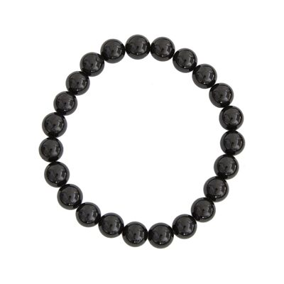 Bracelet Agate noire - Pierres boules 8mm - 20 cm- Fermoir argent