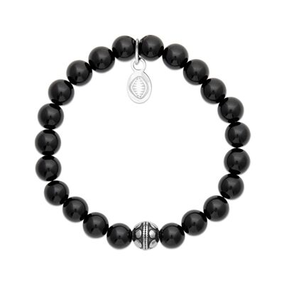 Bracelet Agate noire et Sphère "Pour Elle"