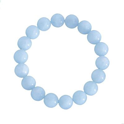 Pulsera de aguamarina - Piedras bola de 10 mm - 18 cm - Cierre de plata