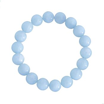 Bracelet Aigue marine - Pierres boules 10mm - 18 cm- Fermoir argent 1