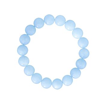 Bracelet Aigue marine - Pierres boules 10mm - 18 cm- Fermoir argent 2