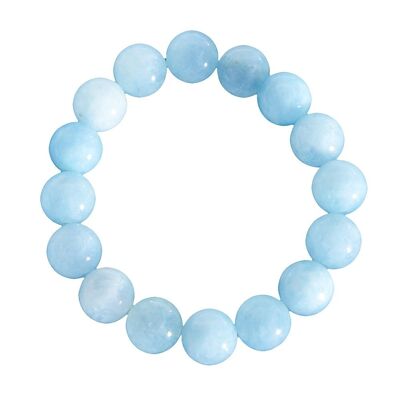 Pulsera de aguamarina - Piedras bola de 12 mm - 18 cm - Cierre de plata