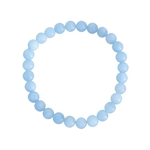 Bracelet Aigue marine - Pierres boules 6mm - 20 cm- Fermoir argent