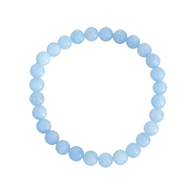 Bracelet Aigue marine - Pierres boules 6mm - 22 cm- Fermoir or