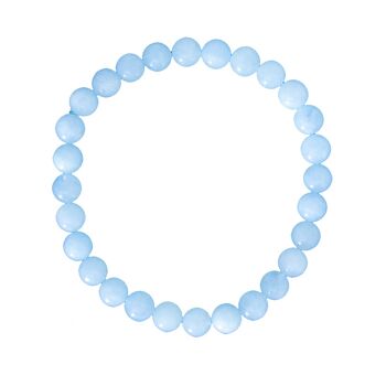 Bracelet Aigue marine - Pierres boules 6mm - 22 cm- Fermoir or 2