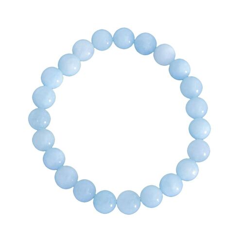 Bracelet Aigue marine - Pierres boules 8mm - 18 cm- Sans fermoir