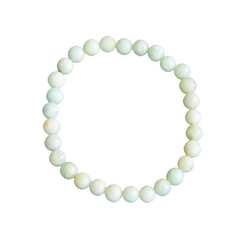 Bracelet Amazonite - Pierres boules 6mm - 18 cm- Fermoir or