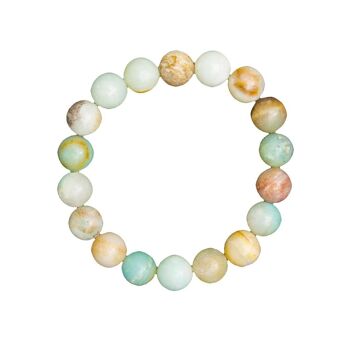 Bracelet Amazonite multicolore - Pierres boules 10mm - 18 cm- Fermoir or 2