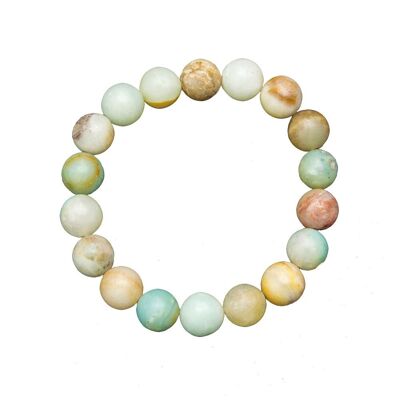Bracelet Amazonite multicolore - Pierres boules 10mm - 18 cm- Sans fermoir