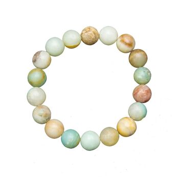 Bracelet Amazonite multicolore - Pierres boules 10mm - 20 cm- Fermoir argent 1