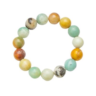 Pulsera Amazonita multicolor - Piedras bola 12mm - 18 cm - Cierre de oro