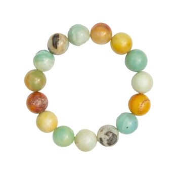 Bracelet Amazonite multicolore - Pierres boules 12mm - 20 cm- Fermoir or 2