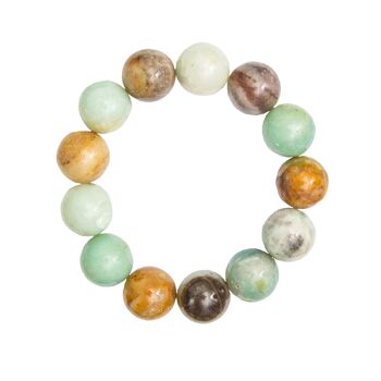 Bracelet Amazonite multicolore - Pierres boules 14mm - 22 cm- Sans fermoir 2