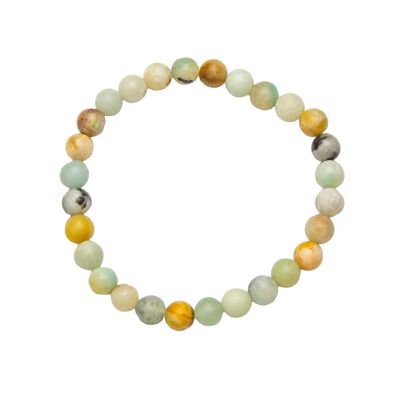 Bracelet Amazonite multicolore - Pierres boules 6mm - 18 cm- Fermoir or