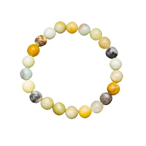 Bracelet Amazonite multicolore - Pierres boules 8mm - 18 cm- Fermoir argent