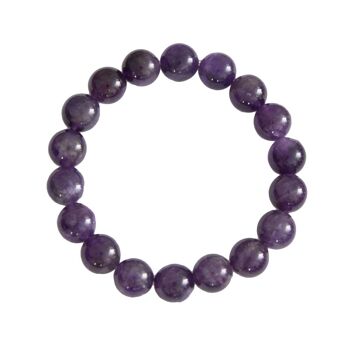 Bracelet Améthyste - Pierres boules 10mm - 22 cm- Sans fermoir 1