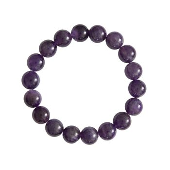 Bracelet Améthyste - Pierres boules 10mm - 22 cm- Sans fermoir 2