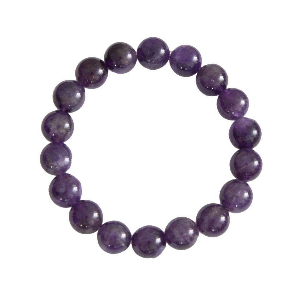 Pulsera de amatista - Piedras bola de 12 mm - 18 cm - Cierre de oro