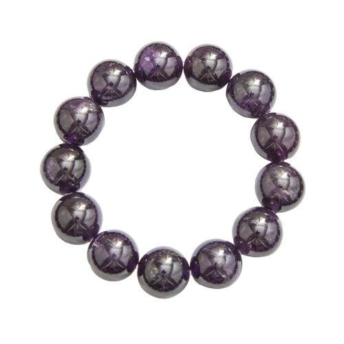 Bracelet Améthyste - Pierres boules 14mm - 18 cm- Sans fermoir