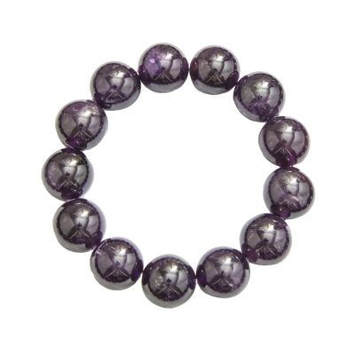 Bracciale Ametista - Pietre a sfera 14mm - 22 cm - Chiusura in argento