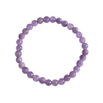 Bracelet Améthyste - Pierres boules 6mm - 20 cm- Sans fermoir 1