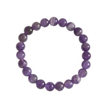 Bracelet Améthyste - Pierres boules 8mm - 22 cm- Sans fermoir 1