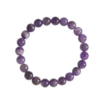 Bracelet Améthyste - Pierres boules 8mm - 22 cm- Sans fermoir 2