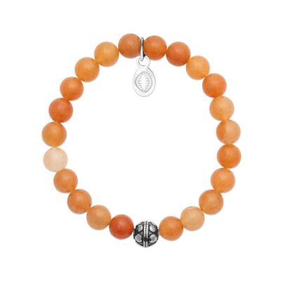 Armband aus orangefarbenem Aventurin und Kugel "For Her"