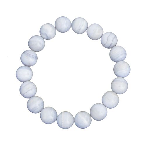 Bracelet Calcédoine - Pierres boules 10mm - 18 cm- Fermoir argent