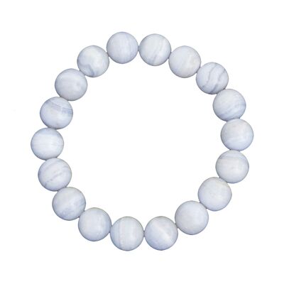 Bracelet Calcédoine - Pierres boules 10mm - 18 cm- Fermoir or