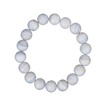 Bracelet Calcédoine - Pierres boules 10mm - 22 cm- Sans fermoir 2