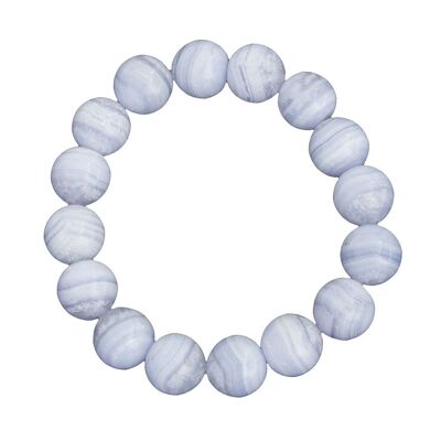 Bracelet Calcédoine - Pierres boules 12mm - 18 cm- Fermoir argent