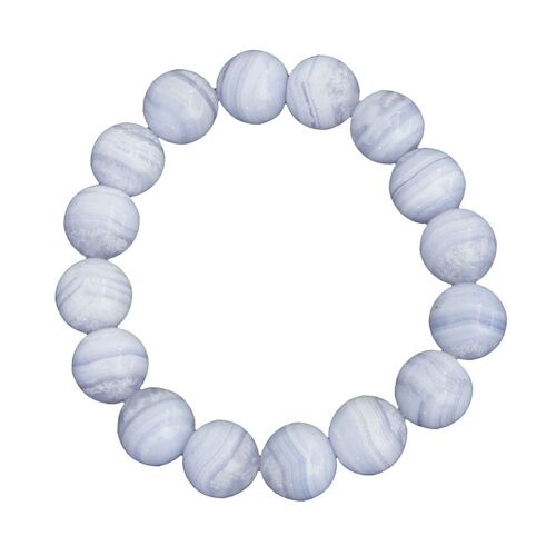 Bracelet Calcédoine - Pierres boules 12mm - 22 cm- Sans fermoir