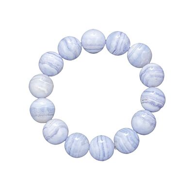 Bracciale Calcedonio - Pietre a sfera 14mm - 18 cm - Chiusura in argento