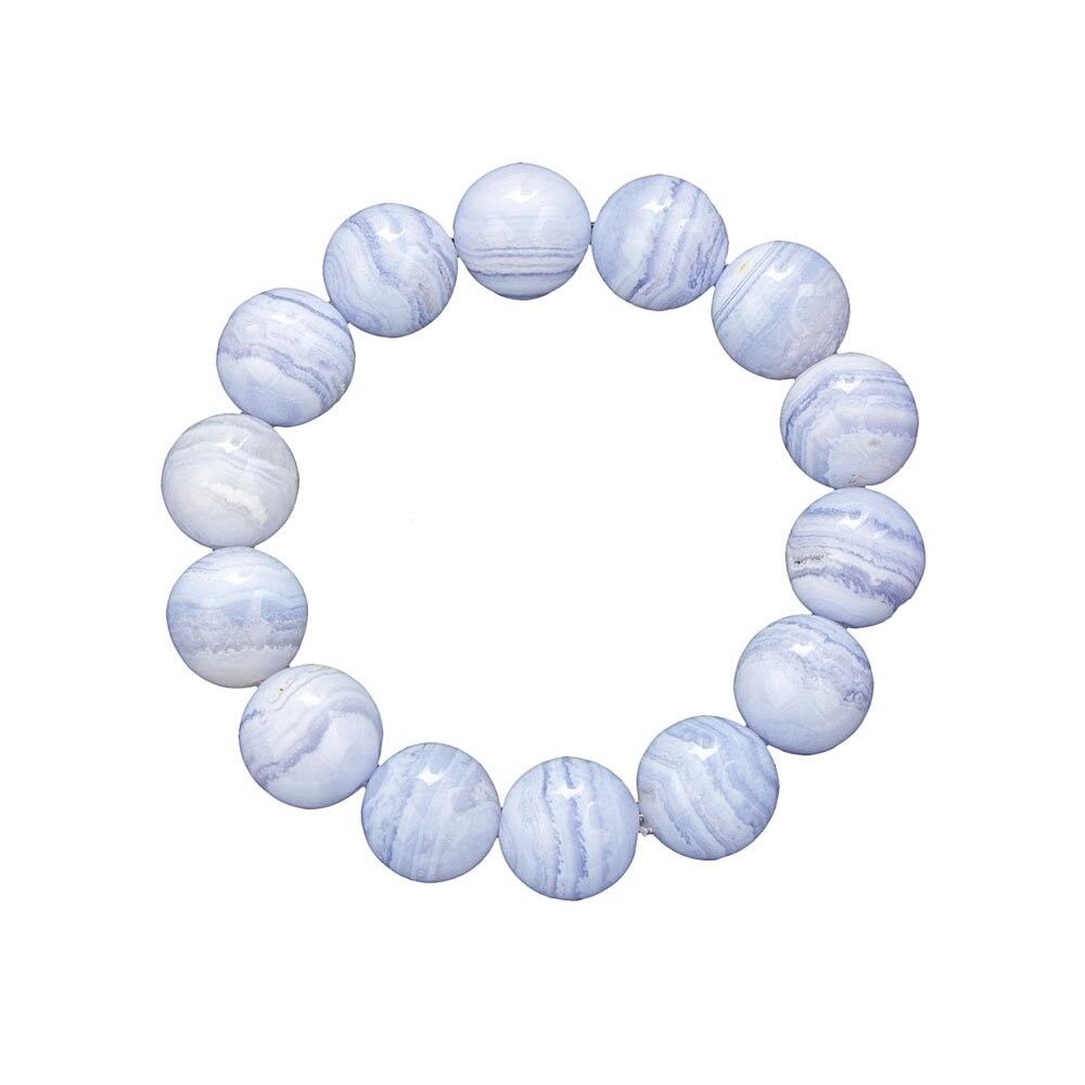 Pulsera calcedonia - Piedras bola 14mm - 20 cm - Cierre plata