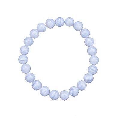 Bracelet Calcédoine - Pierres boules 8mm - 18 cm- Sans fermoir